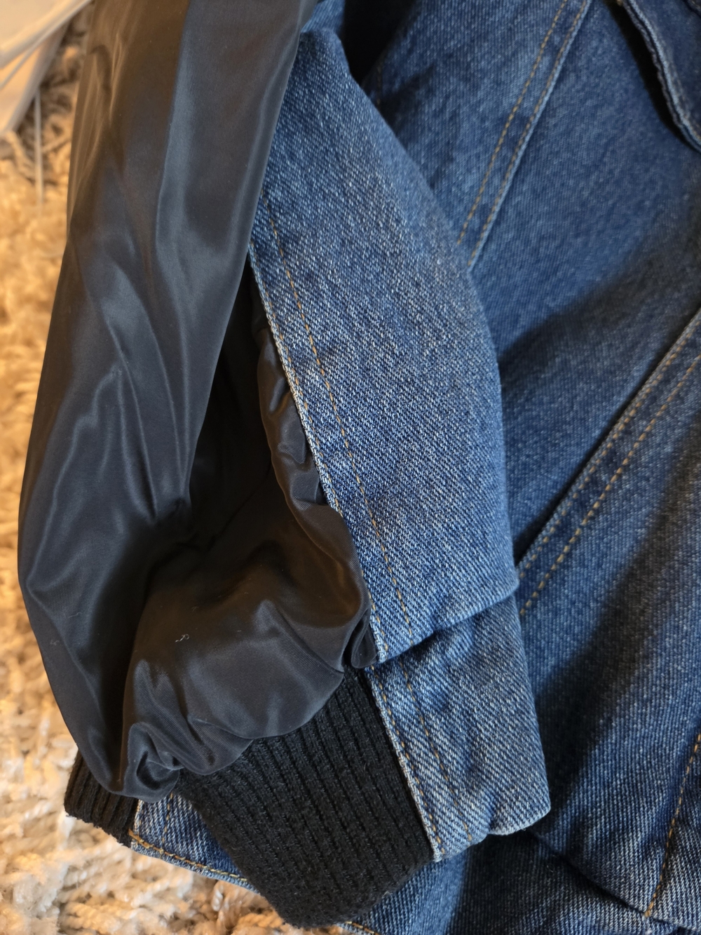 Blu Pepper Blue Denim Jacket with Black Sleeves - Picture 2 of 5